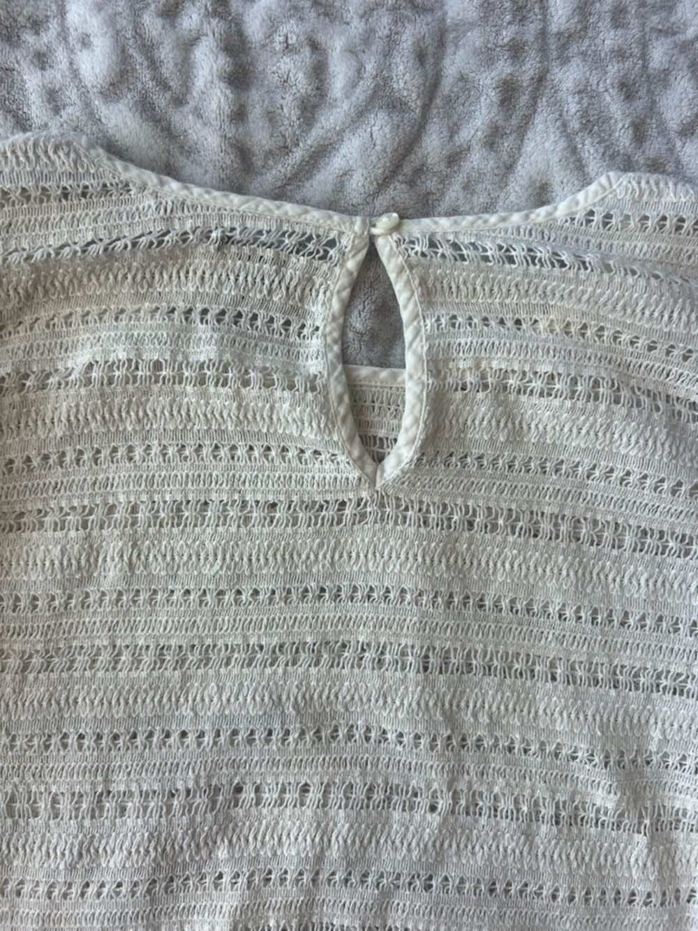NWOT Aerie White Open-Knit Fringe Trim Short Sleeve Boho Top | Size M - Picture 10 of 10